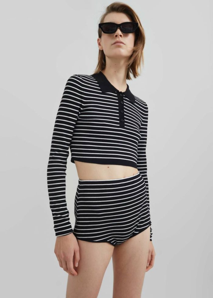 Bottoms Women Alissa Striped Knit Briefs - Black/White Stripe Black The Frankie Shop