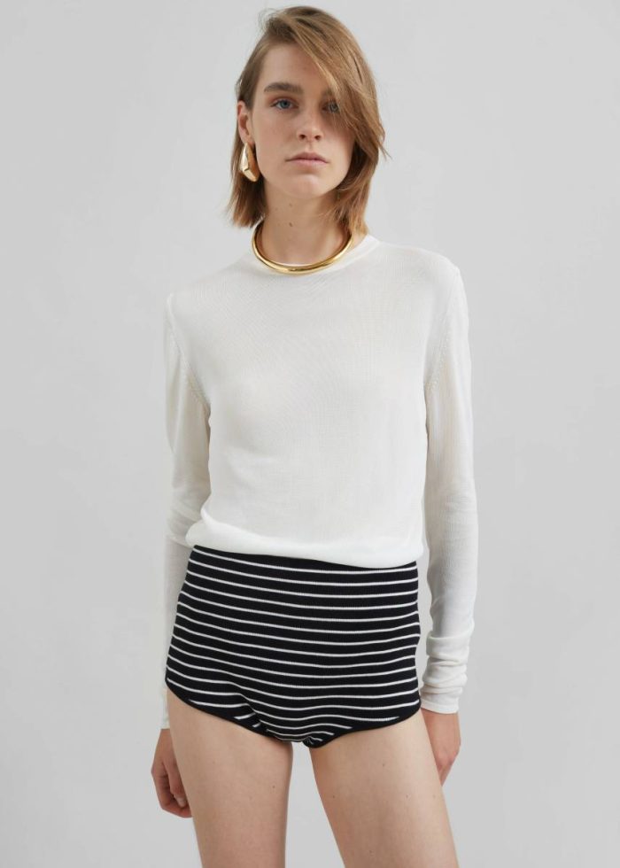 Bottoms Women Alissa Striped Knit Briefs - Black/White Stripe Black The Frankie Shop
