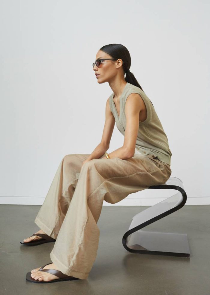 Bottoms Women Beige Abra Sheer Trousers - Beige The Frankie Shop