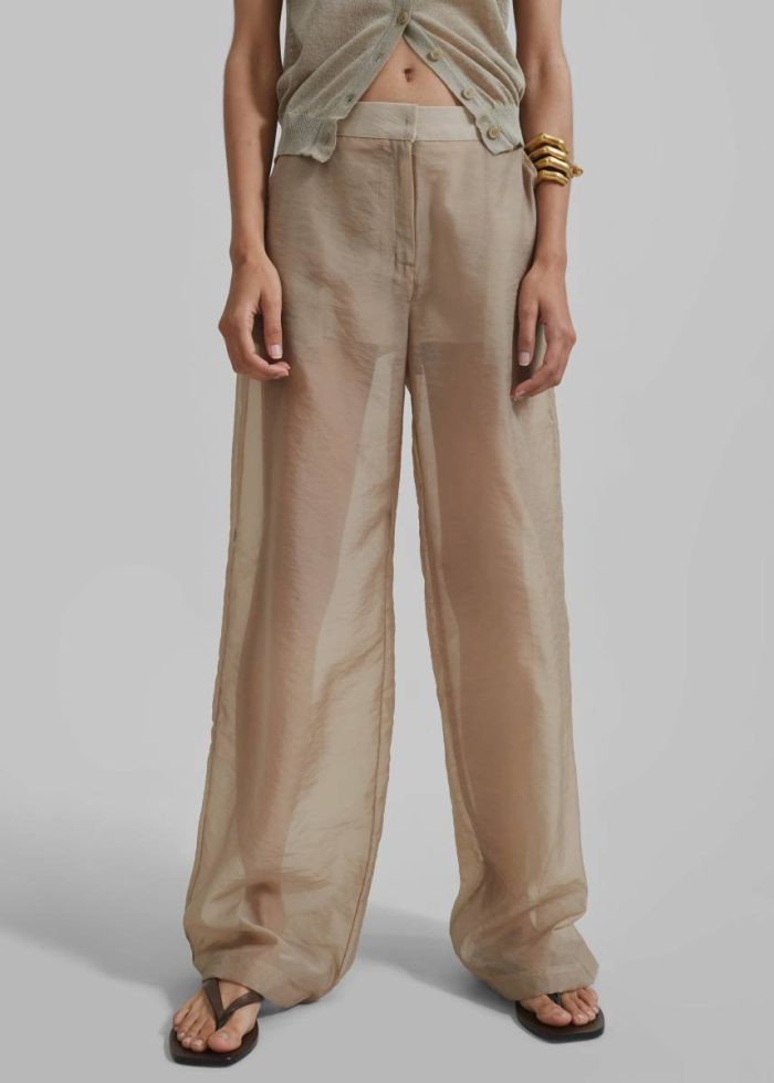 Bottoms Women Beige Abra Sheer Trousers - Beige The Frankie Shop
