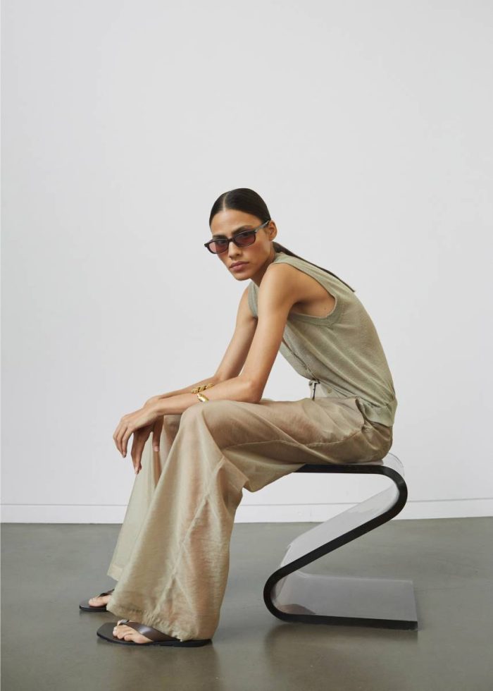 Bottoms Women Beige Abra Sheer Trousers - Beige The Frankie Shop