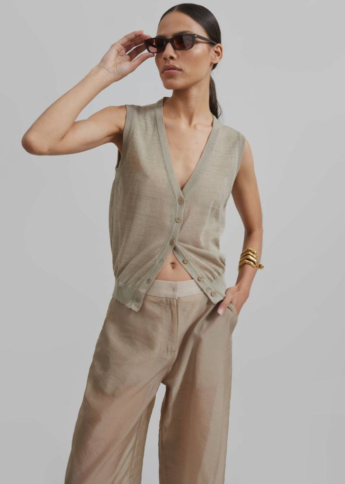 Bottoms Women Beige Abra Sheer Trousers - Beige The Frankie Shop