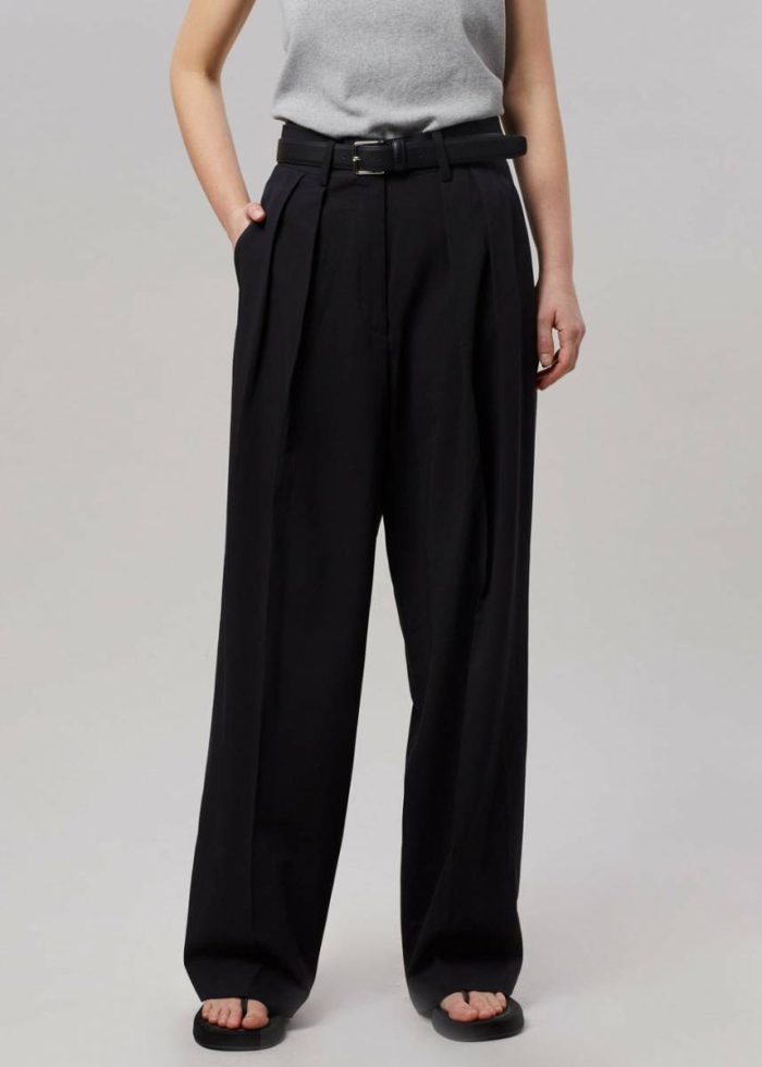 Bottoms Women Black Tansy Pleated Trousers - Black The Frankie Shop
