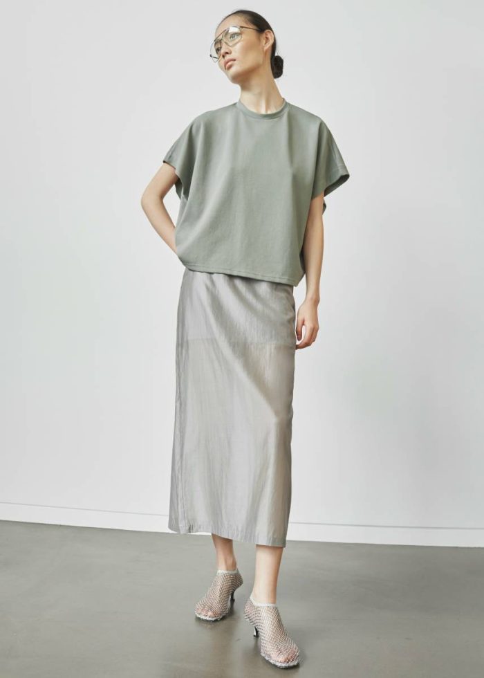 Bottoms Women The Frankie Shop Lenore Semi Sheer Midi Skirt - Grey Grey