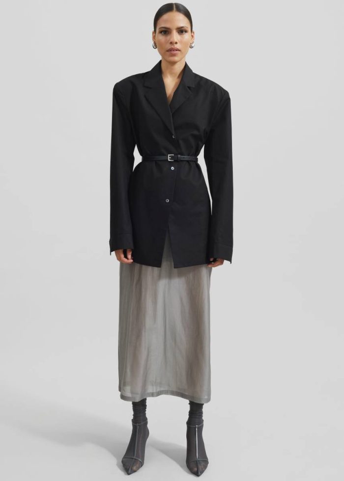 Bottoms Women The Frankie Shop Lenore Semi Sheer Midi Skirt - Grey Grey
