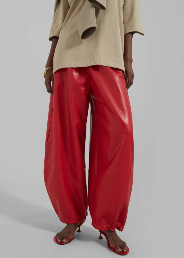 Bottoms Women The Frankie Shop Red Briar Faux Leather Balloon Pants - Red