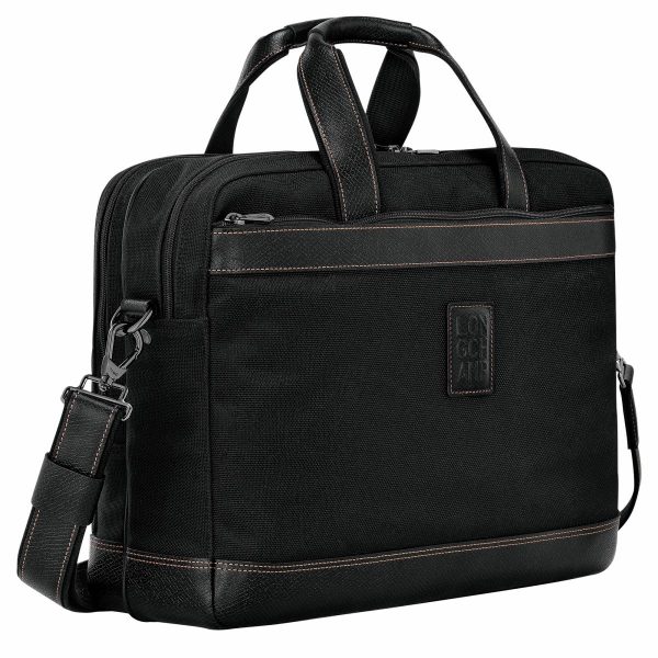 Boxford L Briefcase Black - Recycled Canvas Black Briefcase Longchamp Men