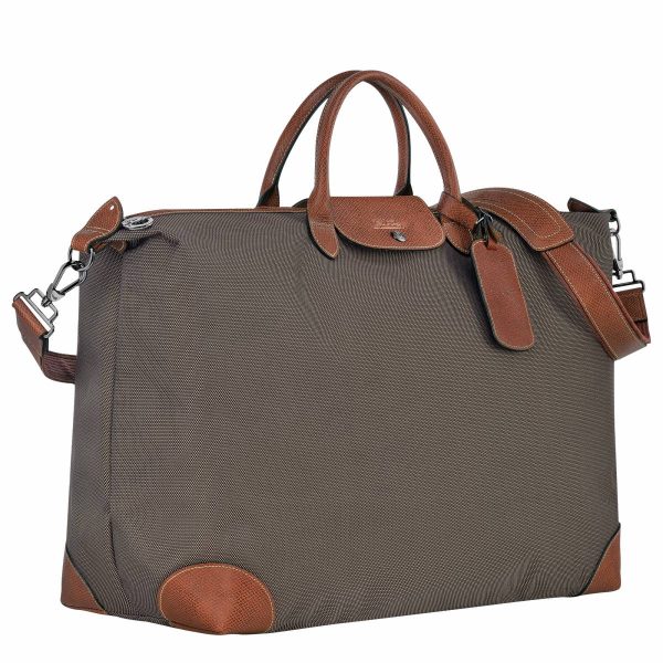 Boxford Xl Travel Bag Brown - Recycled Canvas Brown Travel Bags Longchamp Women