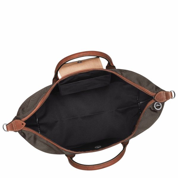 Boxford Xl Travel Bag Brown - Recycled Canvas Brown Travel Bags Longchamp Women