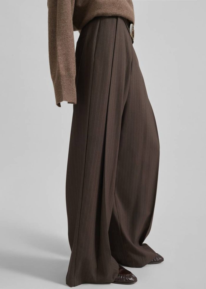 Brown Cairns Striped Trousers - Brown Stripe Bottoms Women The Frankie Shop