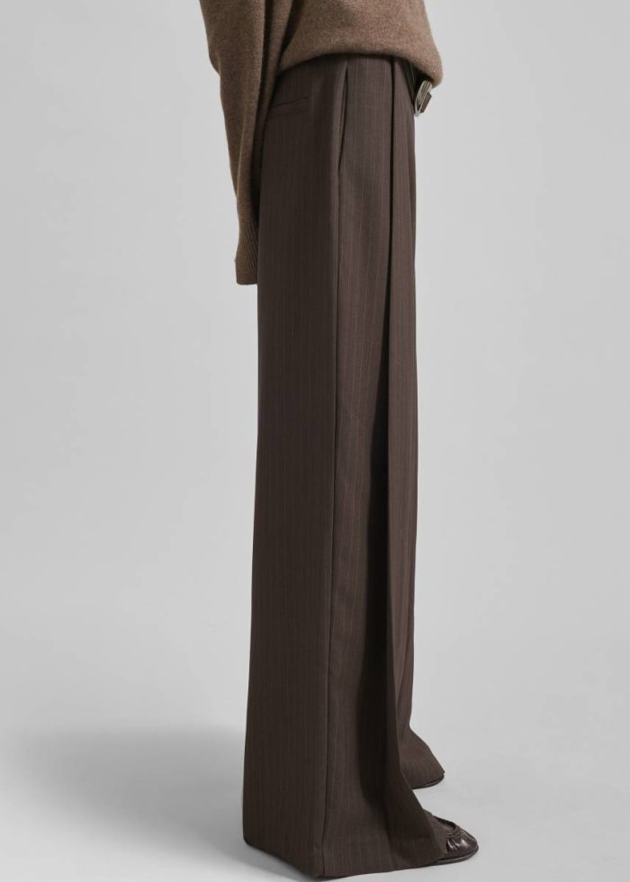 Brown Cairns Striped Trousers - Brown Stripe Bottoms Women The Frankie Shop