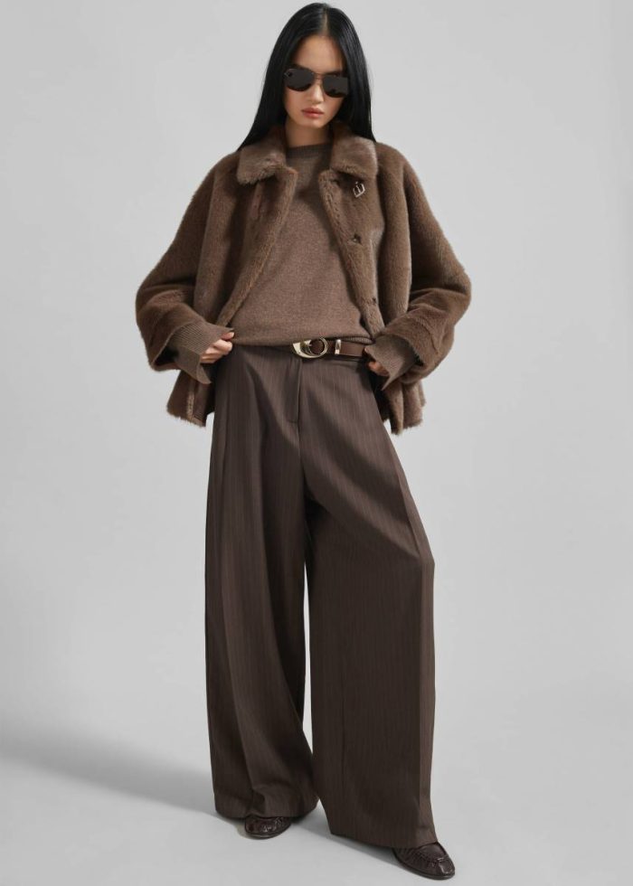 Brown Cairns Striped Trousers - Brown Stripe Bottoms Women The Frankie Shop