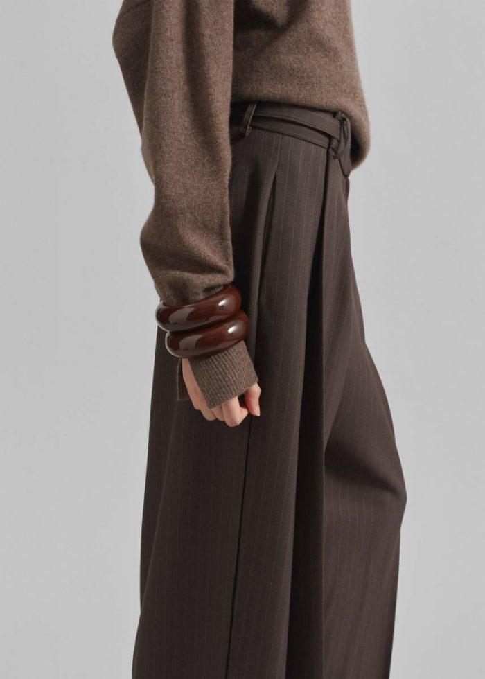 Brown Cairns Striped Trousers - Brown Stripe Bottoms Women The Frankie Shop
