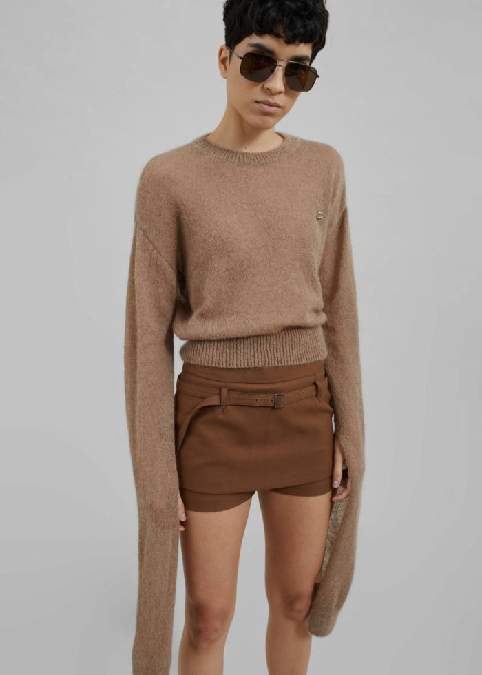 Brown Micka Belted Skort - Brown Women Bottoms The Frankie Shop