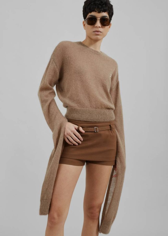 Brown Micka Belted Skort - Brown Women Bottoms The Frankie Shop