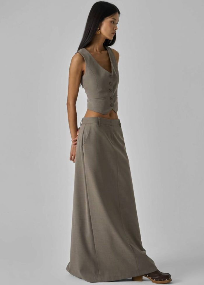 Brown Seine Vest - Taupe Outerwear The Frankie Shop Women