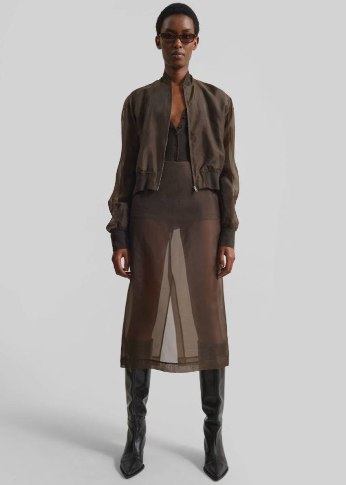 Brown The Frankie Shop Peri Sheer Midi Skirt - Brown Women Bottoms