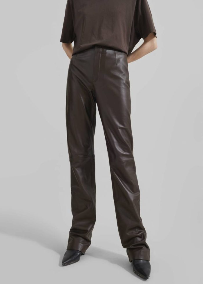 Brown Women Bottoms Ziggy Long Leather Pants - Brown The Frankie Shop