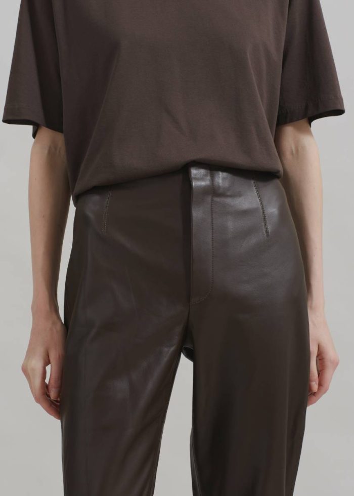 Brown Women Bottoms Ziggy Long Leather Pants - Brown The Frankie Shop