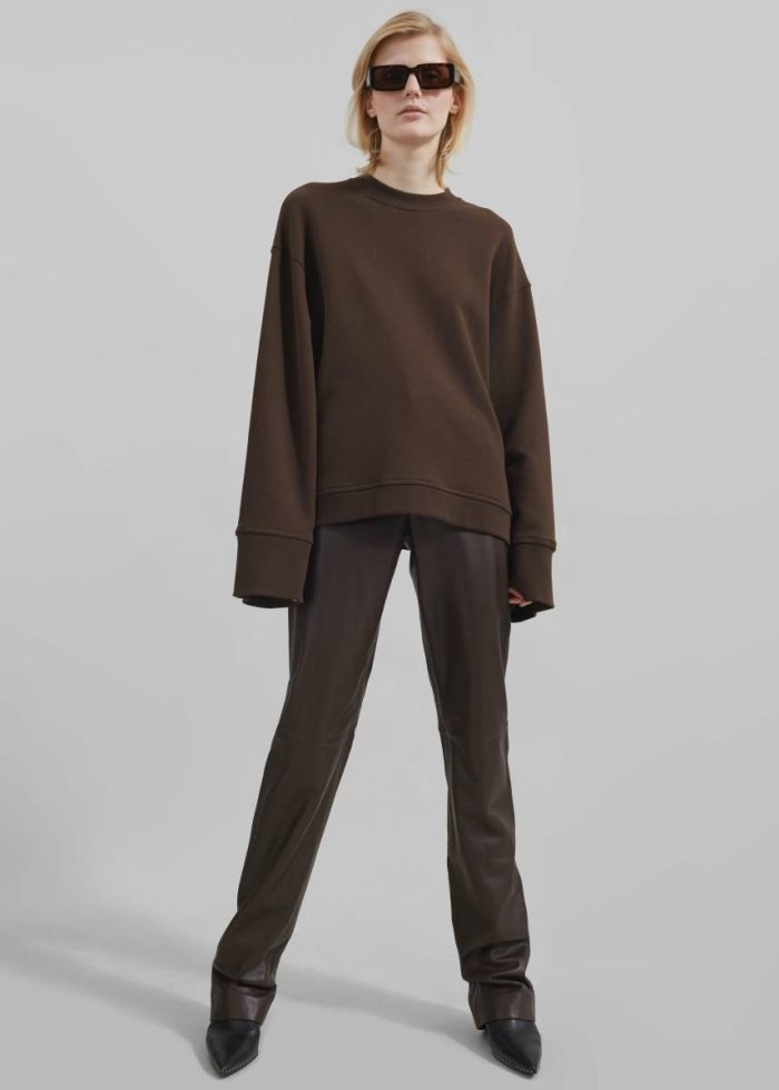 Brown Women Bottoms Ziggy Long Leather Pants - Brown The Frankie Shop