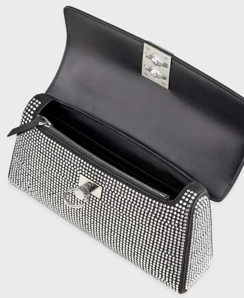 Cafune Women Stance Wallet - Black Rhinestone Crossbody