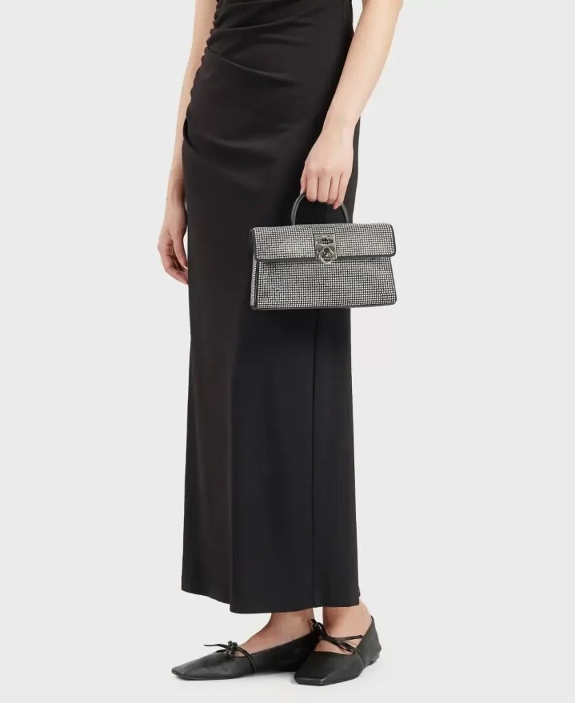 Cafune Women Stance Wallet - Black Rhinestone Crossbody