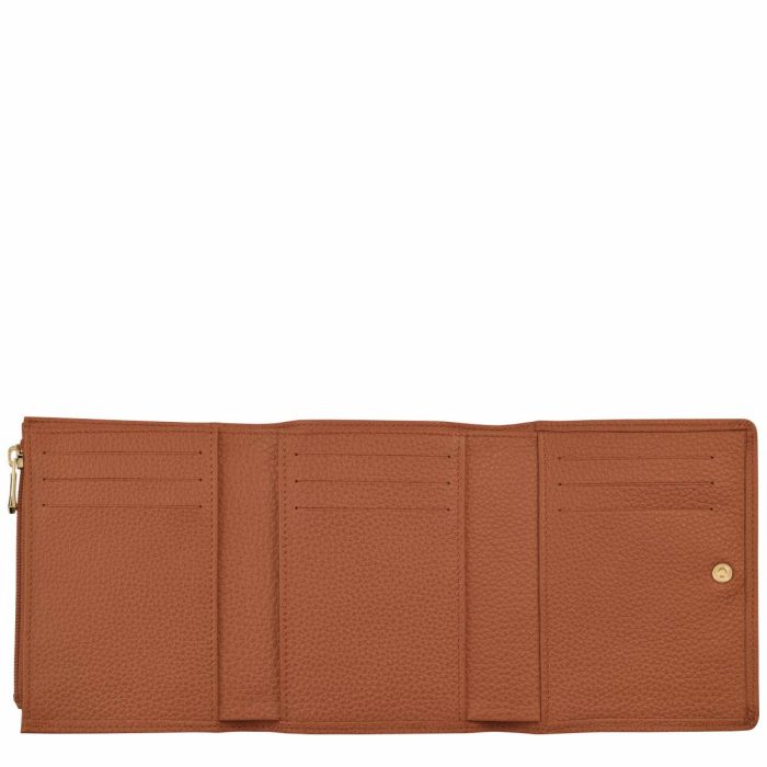 Caramel Longchamp Leather Wallets Women Le Foulonné Wallet Caramel - Leather