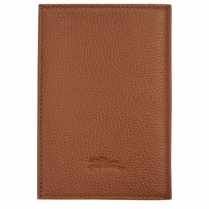 Caramel Women Pouches & Cases Le Foulonné Passport Cover Caramel - Leather Longchamp