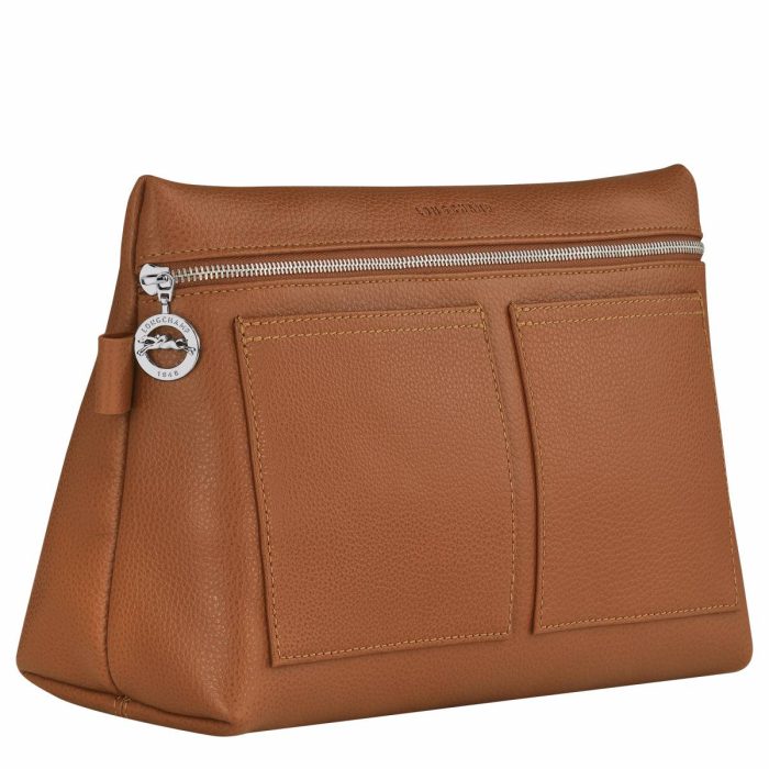 Caramel Women Travel Bags Longchamp Le Foulonné Toiletry Case Caramel - Leather