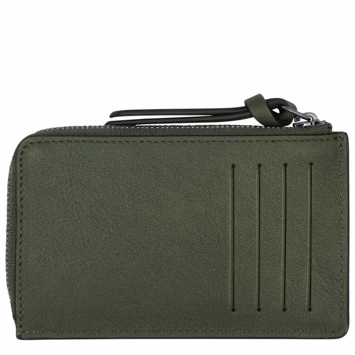 Cardholders & Coin Purses Khaki Women Longchamp 3D Card Holder Khaki - Leather