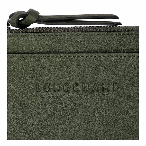 Cardholders & Coin Purses Khaki Women Longchamp 3D Card Holder Khaki - Leather
