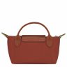 Chestnut Women Longchamp Le Pliage Green Pouch With Handle Chestnut - Recycled Canvas Pouches & Cases