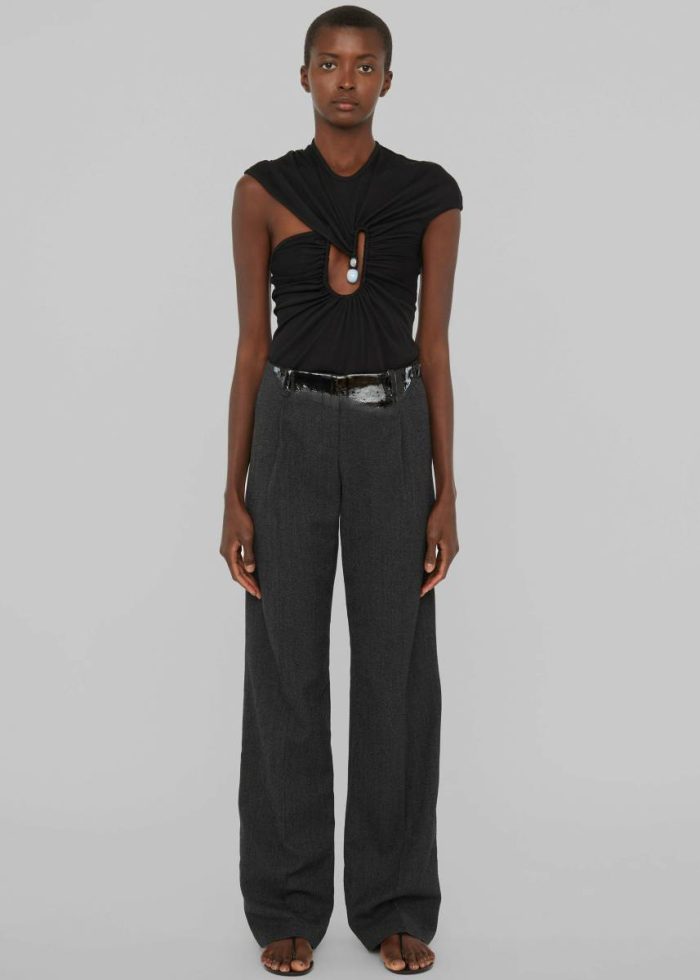 Christopher Esber Helix Crystal Ribbed Tee - Black The Frankie Shop Black Tops Women