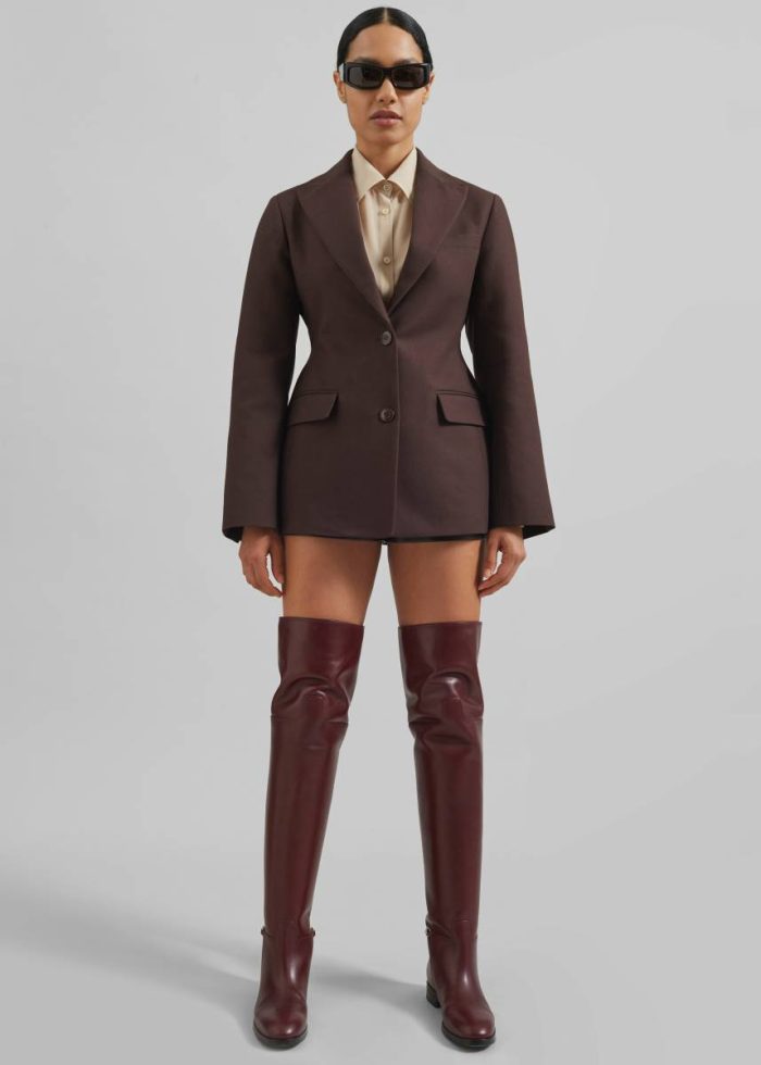 Colette Hourglass Blazer - Dark Brown Women Outerwear Brown The Frankie Shop