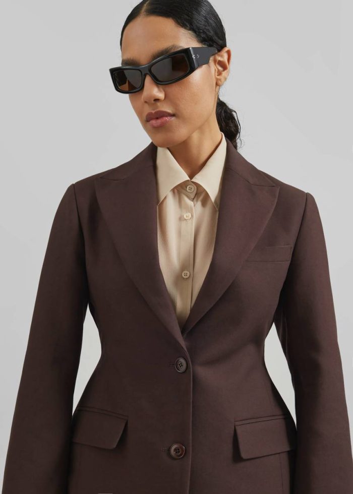Colette Hourglass Blazer - Dark Brown Women Outerwear Brown The Frankie Shop