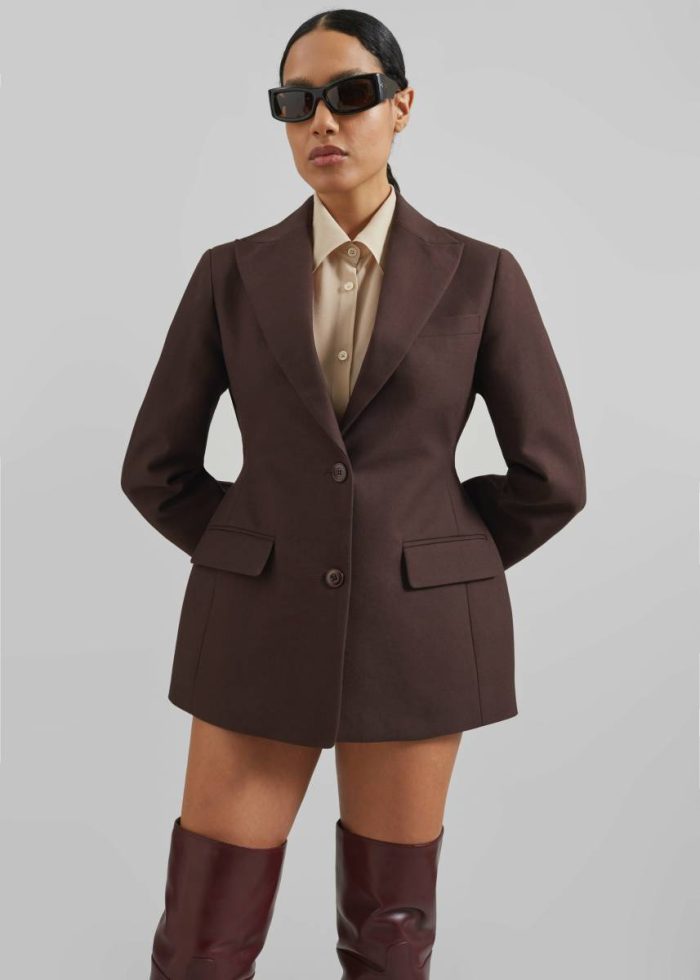 Colette Hourglass Blazer - Dark Brown Women Outerwear Brown The Frankie Shop