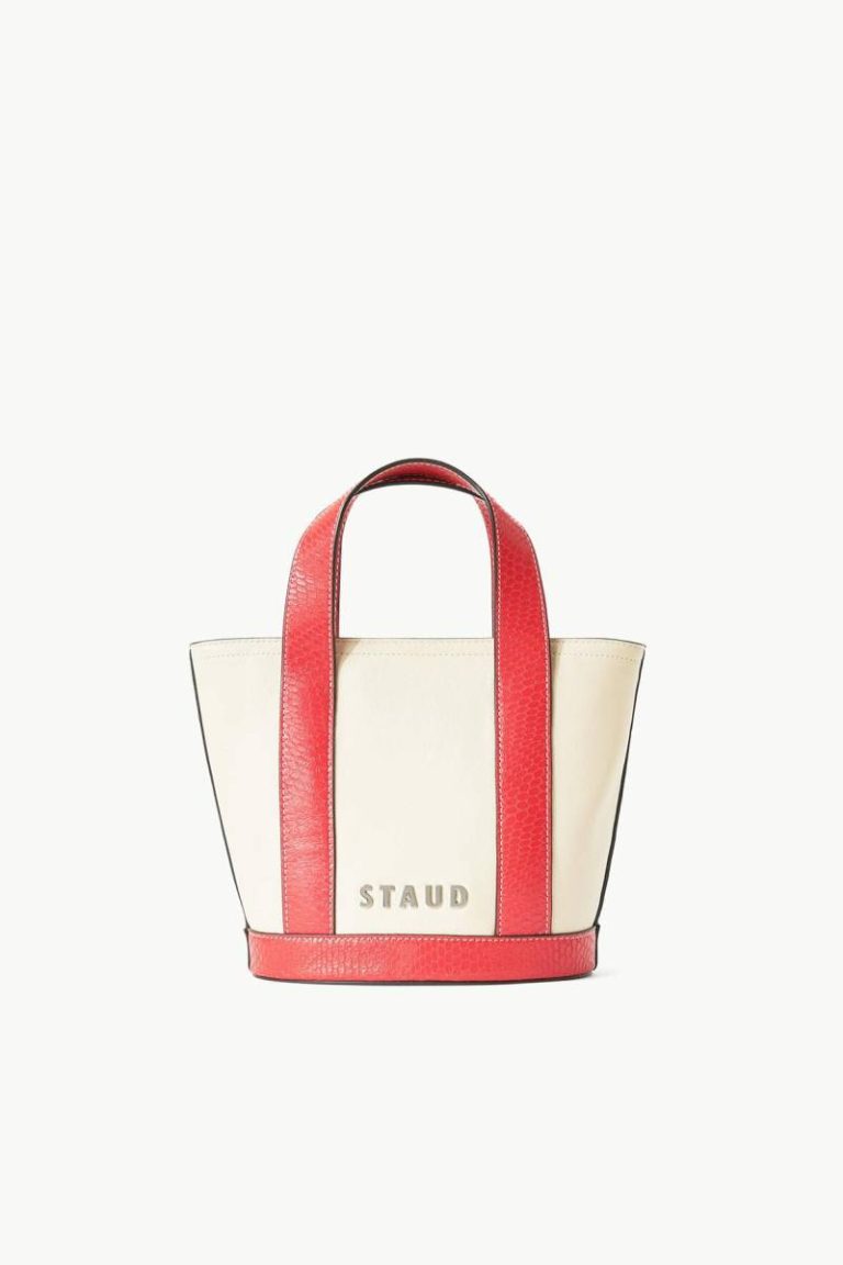 Custom Allora Mini Tote Cream Red Rose Totes Women Staud
