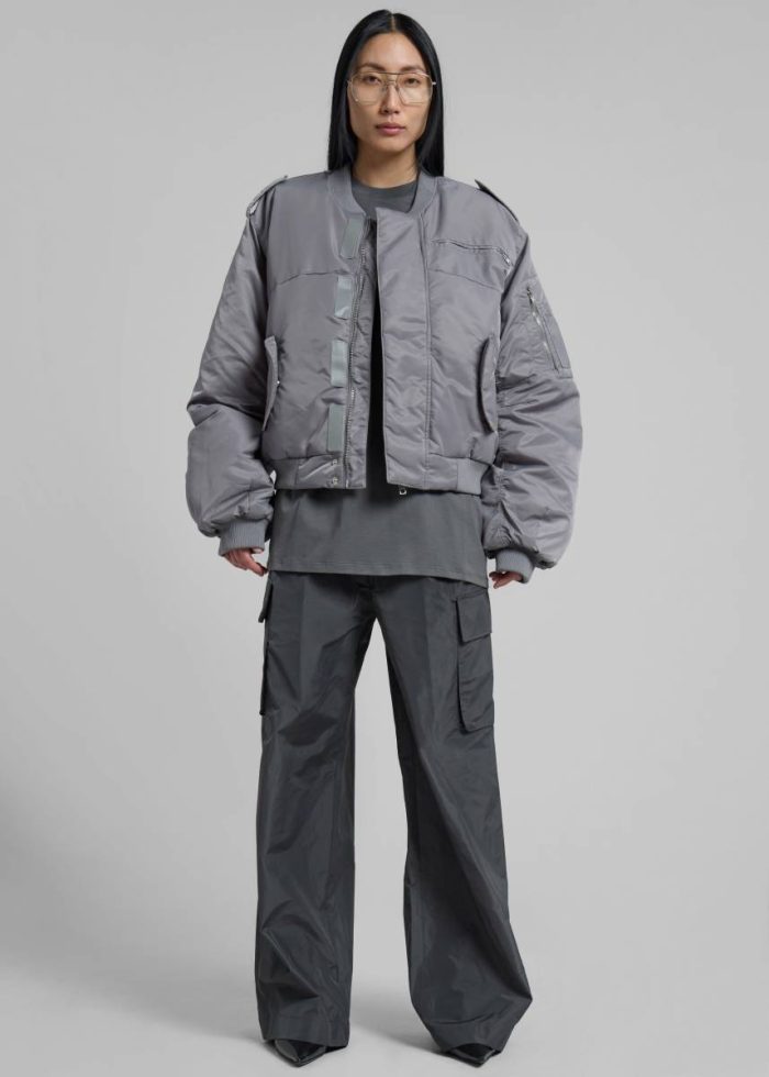 Dalva Bomber Jacket - Light Grey Outerwear Women Grey The Frankie Shop
