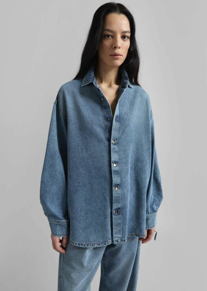 Darkpark Keanu Denim Rouched Shirt - San Fran Blue The Frankie Shop Blue Tops Women