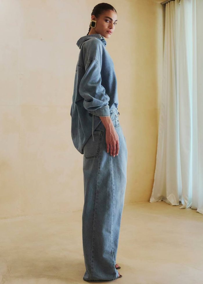 Darkpark Keanu Denim Rouched Shirt - San Fran Blue The Frankie Shop Blue Tops Women