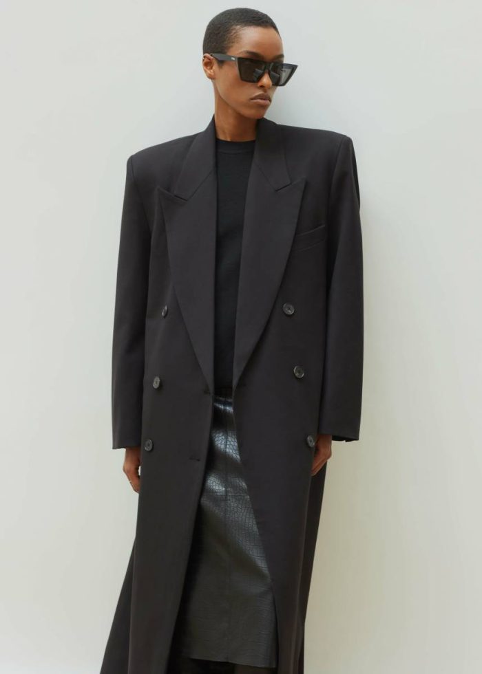 Delphina Long Coat - Black Black Outerwear Women The Frankie Shop