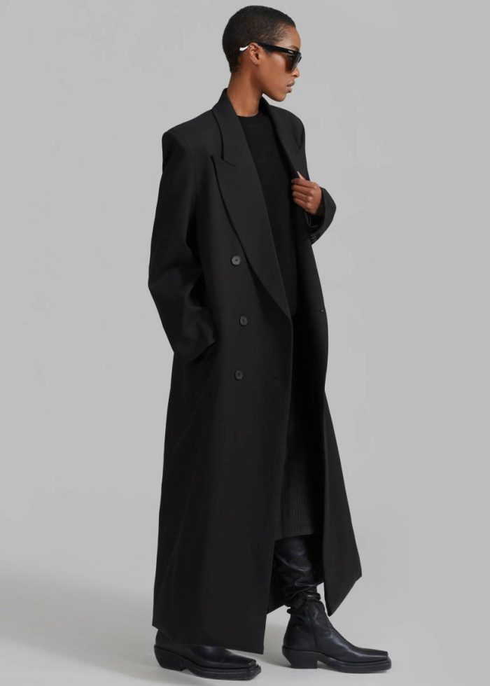 Delphina Long Coat - Black Black Outerwear Women The Frankie Shop