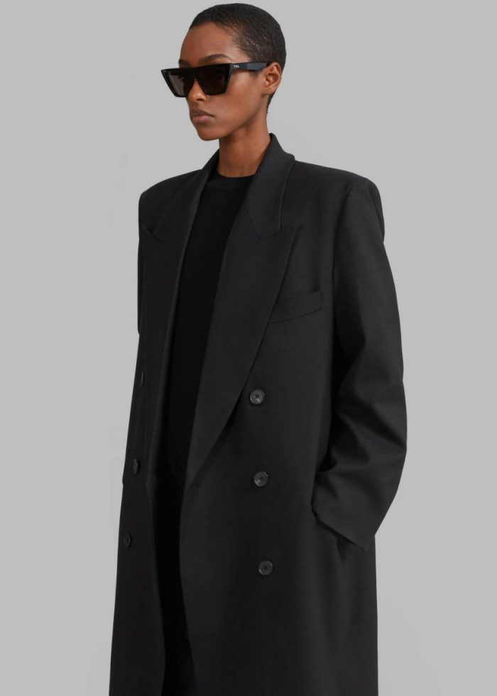 Delphina Long Coat - Black Black Outerwear Women The Frankie Shop