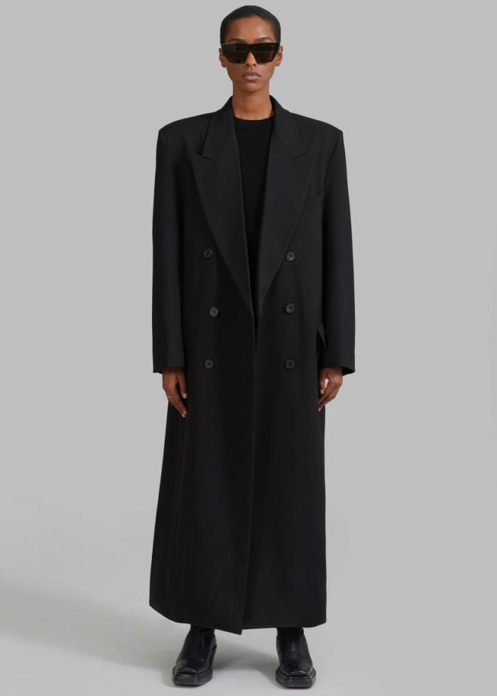 Delphina Long Coat - Black Black Outerwear Women The Frankie Shop