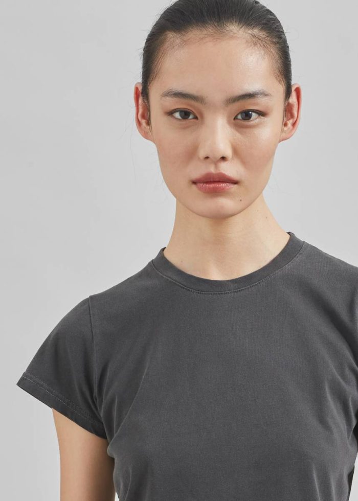 Dollie Tee - Charcoal Women Grey Tops The Frankie Shop