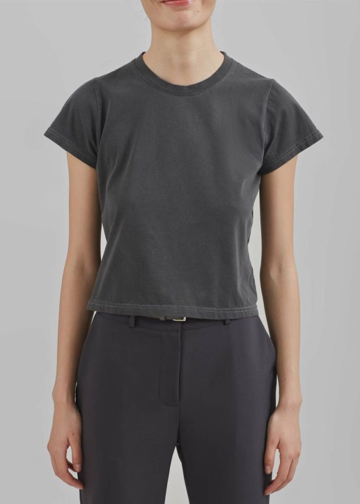Dollie Tee - Charcoal Women Grey Tops The Frankie Shop