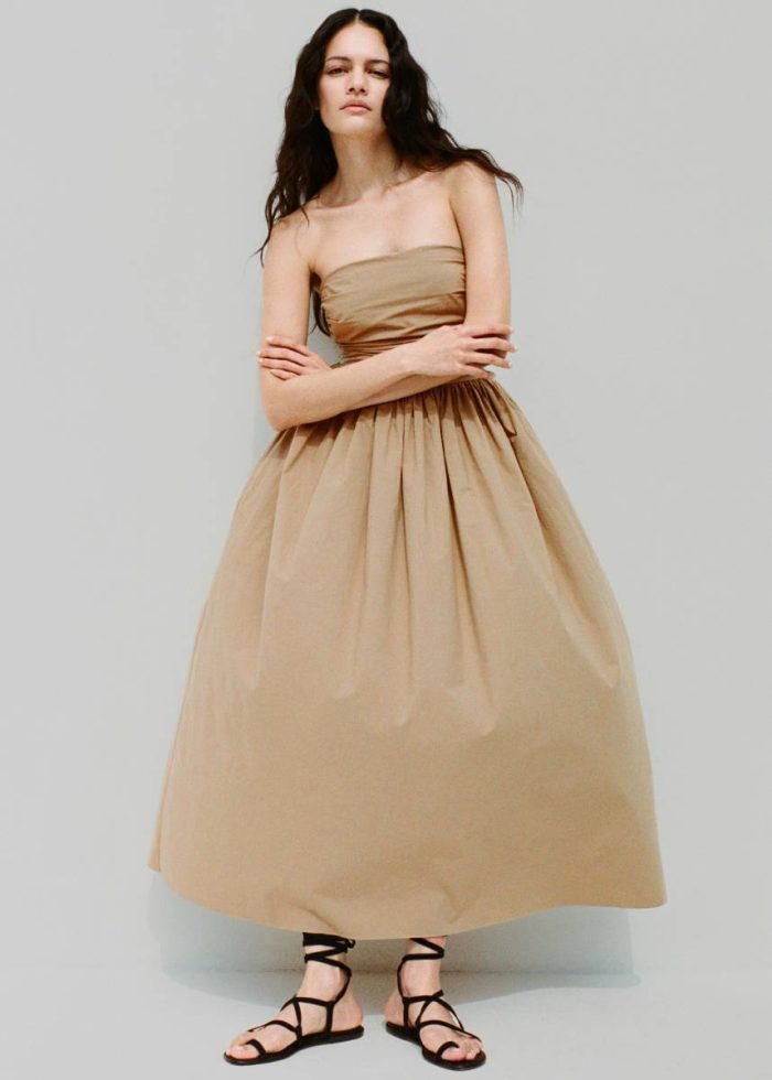 Dresses Matteau Strapless Lace Up Dress - Stone Women Beige The Frankie Shop