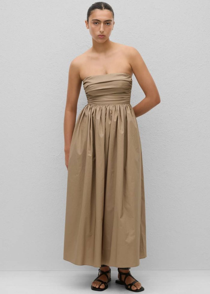 Dresses Matteau Strapless Lace Up Dress - Stone Women Beige The Frankie Shop