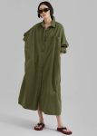 Dresses The Frankie Shop Green Kason Oversized Shirt Dress - Dark Olive Women