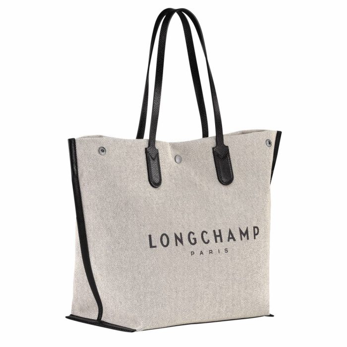 Ecru Longchamp Women Shoulder Bags Essential L Tote Bag Ecru - Canvas